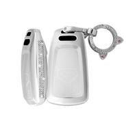 TECART Llavero compatible con Audi A3 A4 S4 RS4 B9 A5 F5 S5 RS5 Q2 Q5 SQ5 A6 A7 C8 A8 S8 D5 TPU Smart Autoschlüssel Funda 3 Botones Bling Funda para llave de mujer -B Blanco