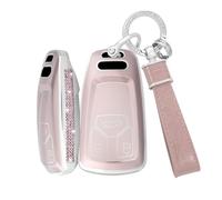 TECART Llavero compatible con Audi A3 A4 S4 RS4 B9 A5 F5 S5 RS5 Q2 Q5 SQ5 A6 A7 C8 A8 S8 D5 TPU Smart Autoschlüssel Funda 3 botones Bling Funda para llave de mujer Protección de llave A Rosa