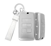 TECART Llavero compatible con Land Rover Range Rover Evoque Vogue Discovery 5 Velar Defender 110 S Jaguar TPU Smart Autoschlüssel Funda 5 Botones Bling Schlüsselhülle Damen Schlüsselschutz-A Weiß