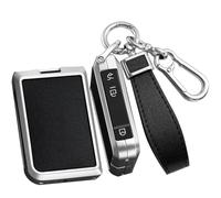 TECART Smart Autoschlüssel Hülle cover passt für LYNK&CO Lynk Co 01 02 03 05 06 09 Ledermuster tragbar Schutzhülle Schlüsselcover Zubehör Schlüssel A 3 Taste, plateado/negro, 3-Taste