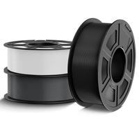 TECBEARS Filamento PLA+ 1,75 mm 3 KG, Upgrade PLA+ 2.0, Filamento de Impresión 3D más Robusto y más Resistente, Precisión Dimensional +/- 0,02 mm, 3 Bobinas, 1 kg por Bobina (Negro, Blanco, Gris)