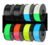 TECBEARS PETG Filamento 1,75mm Glow In The Dark, Filamento 3D Luminoso PETG de Fuerte Tenacidad, Efecto radiante duradero,250 g bobina x 8 colores PETG Negro, Luminoso Verde/Azul/Rojo/Amarillo