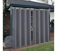 TECDOTO Cortinas para Exterior para Patio, Cortinas Impermeables y Resistentes a la Intemperie Opacas para Interiores y Exteriores con Ojales, 1 Panel, Gris Oscuro, An305cm xAl244cm