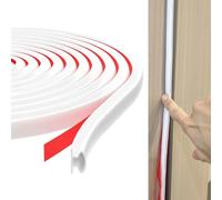 TECDW 10m Tira de Sellado para Puertas, Burlete Puerta Entrada, Tira de Sellado Junta Autoadhesiva para Ventanas, D-Tipo Goma Burlete Puerta, Aislante Burlete para Prevenir el Ruido y Viento (Blanco)