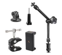 TECDW Brazo mágico Ajustable de 11 Pulgadas con Abrazadera, Cabezas esféricas de 360°, Brazo mágico articulado con Orificios roscados de 1/4" y 3/8", Abrazadera de Brazo para trípode, Monitor, cámara