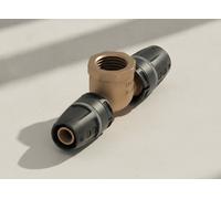 TECE TECElogo-Push T-Stück IG Dimension 25 x Rp 3/4 x 25, Rotguss/Si-Bronze, 871