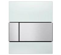TECEsquare placa de accionamiento para urinario, vidrio, in artucho, 9242801, Color: Cristal blanco brillante, botones de acero inoxidable cepillado (antihuellas)