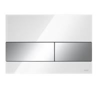 TECEsquare Placa de accionamiento de inodoro Cristal Blanco Botones Cromo Bri...