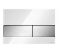 TECEsquare Placa de Cubierta de Inodoro Vidrio Blanco Botones Acero Inoxidable