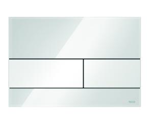 TECEsquare WC actuador placa de vidrio para tecnología de doble descarga, 9240800, Color: Cristal blanco brillante, botones blancos brillantes