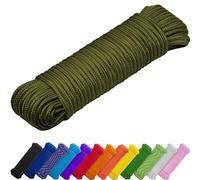 TECEUM Cuerda - Verde militar - 90 pies x 1/4 pulgadas (7 mm) - Cuerda fuerte multiusos - Camping, manualidades, mástil de bandera, interior y exterior - Cuerda trenzada de nailon de polipropileno