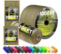 TECEUM Paracord Tipo III 550 Marrón Coyote - 30 m - 4mm - Cuerda Táctica MIL-Spec - Equipo y Suministros de Camping, Senderismo y Pesca - Cuerda Paracaídas EDC - Cuerda de Supervivencia Fuerte(100ft)