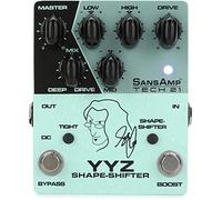 Tech 21 YYZ Geddy Lee Shape-Shifter Signature SansAmp Pedal con interruptor Boost Stomp de 12 dB, control de mezcla y ecualizador activo de 3 bandas