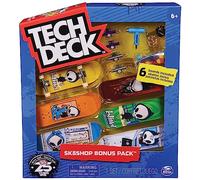 Tech Deck - FINGER SKATE - PACK 6 TABLAS - Auténticos Mini Skates para Dedos 96 mm para Fingerboarding Coleccionables del Sk8Shop Bonus Pack - 6028845 - Juguetes Niños 6 años+