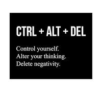 Tech Inspired Motivational Wall Art - CTRL ALT DEL Control Yourself Poster, Positive Mindset Print for Office Home Decor (Framed,08x12inch(20x30cm))