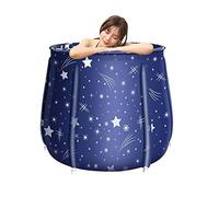 Tech-L Bathtub portátil 31 x 25 pulgadas plegable Free Standing Soaking Bath Tub Bucket Adults Insulation Eco-Friendly Bathroom Spa Bath Tub for Student Home Camping Blue (Star)