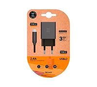 TECH ONE TECH Cargador Doble + Cable USB-C, Negro