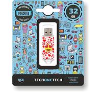 TECH ONE TECH Emojitech Heart-Eyes Pendrive 32 GB, Memoria USB