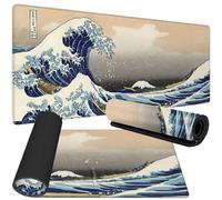 Tech Stor3 Alfombrilla XL Estilo Japonés La Gran Ola de Kanagawa Alfombrilla de ratón de 60 x 30 cm con base de goma antideslizante, agarre firme y suave, adecuada para cualquier ratón, teclado y