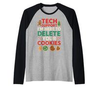 Tech Support Christmas Cookies Lover Women Men Funny Camiseta Manga Raglan