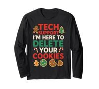 Tech Support Christmas Cookies Lover Women Men Funny Manga Larga