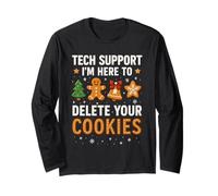 Tech Support Here to Delete Cookies Funny Christmas Manga Larga