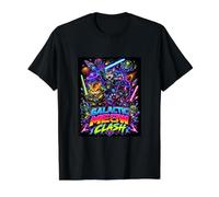 Tech War Cats Clash, Space Cats Illustration Graphic Cartoon Camiseta gráfica económica, Hombre, Negro, S