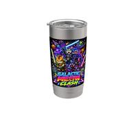 Tech War Cats Clash, Space Cats Illustration Graphic Cartoon Vaso térmico de acero inoxidable de doble pared