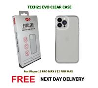 Tech21 Evo Clear Case [ Para Apple iPhone 13 PRO MAX ] Antimicrobial 16ft Drop Tested Cover - Crystal Clear