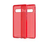 tech21 Funda Protectora para Samsung Galaxy S10+ con diseño Delgado con FlexShock - EVO Check - Rojo Brillante