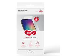 Tech21 Impact Glass - Protector de pantalla para iPhone 15 Pro, 2 unidades