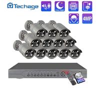 Techage 16CH 4MP POE Security Camera System H.265 Color Night Vision NVR Kit 2-way Audio CCTV IP Camera Video Surveillance Set 16CH NVR 16 Cameras