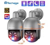 Techage lote de 2 cámaras 8MP, PTZ, PoE, detección humana AI, impermeable IP66