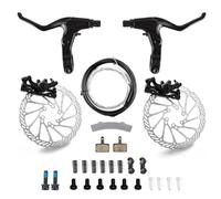 TECHAUTO Juego de Frenos de Disco mecánico para Bicicleta de montaña, Freno de Disco de tracción Lineal, Pinzas de Freno MTB, Rotor G3 de 160mm(Brake Kit-Silver)