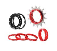 TECHAUTO Kit Conversión Una Sola Velocidad Aleación Aluminio + Acero Inoxidable, Negro, Rojo, Dorado Y Plateado, Piñón Cassette Único 12, 13 Y 14 Dientes(14T Red)