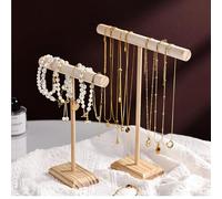 Techchii 2 Piezas Porta Joias de Madera, Colgador de Collares en Forma de T, Joyeros Mujer Organizador, Pulseras Soporte Joyas, Extraíble, Base Estable