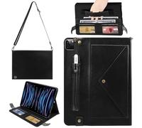 Techcircle - Funda Tipo Cartera para iPad Pro de 11 Pulgadas 2018-2022 / Air de 11 Pulgadas 2025 2024 11.9 Pulgadas - Funda Tipo Cartera Cruzada con Soporte para lápices, Correa de Mano y Funda