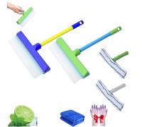 Techeaks Recyclable Silicone Window Squeegee Kit, Aquaswipe WindowSqueegee, with Silicone Squeegee & Microfiber Scrubber for Shower Glass Mirror Door Car (2Pcs Mix)