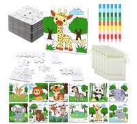 TECHEEL 24 puzles para pintar, rompecabezas en blanco, para pintar, regalo de cumpleaños, Navidad (animales)