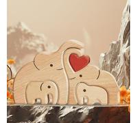 TECHEEL Rompecabezas de Arte de Madera Personalizado de la Familia de Elefantes - Adorno de Escritorio y Decoración de Mesa