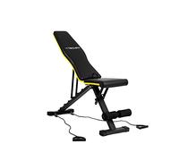 TechFit - Banco de entrenamiento negro, banco multifunción ajustable para ejercicios de levantamiento de pesas y tonificación, entrenamiento completo del cuerpo, plegable, plano, inclinación, declive