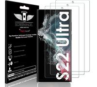 TECHGEAR [3 Piezas Protector de Pantalla Compatible con Samsung Galaxy S22 Ultra [Screen Angel] Alta Definición TPU Protector de Pantalla con Cobertura de Pantalla Completa inclusiva Pantalla Curva