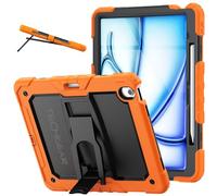 TECHGEAR ArmourSHIELD - Funda para Apple iPad Air de 13 pulgadas M3/M2 (2025/2024), cuerpo completo, resistente, a prueba de golpes, con soporte plegable y protector de pantalla, color naranja