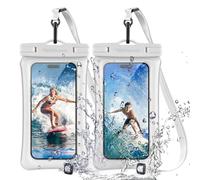 TECHGEAR Bolsa impermeable para teléfono, [2 unidades] Funda flotante IPX8 para natación, bolsa impermeable para teléfono con cordón compatible con iPhone 16e, 16, 15, 14, 13, 12, Samsung Galaxy S25