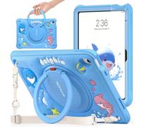 TECHGEAR BubblyToons Dolphin - Funda para iPad de 11 pulgadas A16 (11ª generación 2025) y 10.9 pulgadas (10ª generación 2022) - Funda divertida a prueba de golpes para niños con soporte 360, agarre de