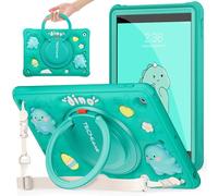 TECHGEAR BubblyToons - Funda infantil para iPad de 10.2 pulgadas 2021/2020/2019 [9ª/8ª/7ª generación], apta para niños, suave y resistente, soporte giratorio y agarre de anillo, diseño de dinosaurio