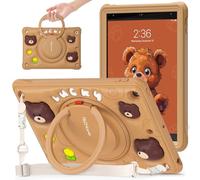 TECHGEAR BubblyToons - Funda para iPad de 10.2 pulgadas para niños - Funda suave y resistente para niños con soporte giratorio y soporte de mano con agarre de anillo - TeddyBear