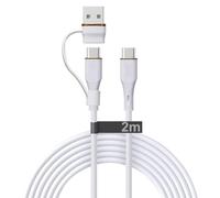 TECHGEAR Cable cargador 2 en 1 de 100 W USB A/C a USB C de silicona suave, carga rápida, 5 A, sin enredos, compatible con MacBook Pro/Air, iPad Air/Pro 2024, iPhone 16, Galaxy S25 Ultra, PS5, Switch