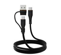TECHGEAR Cable cargador 2 en 1 de 100 W USB A/C a USB C de silicona suave, carga rápida, 5 A, sin enredos, compatible con MacBook Pro/Air, iPad Air/Pro 2024, iPhone 16, Galaxy S25 Ultra, PS5, Switch