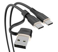 TECHGEAR Cable cargador 2 en 1 de 100 W USB A/C a USB C de silicona suave, carga rápida, 5 A, sin enredos, compatible con MacBook Pro/Air, iPad Air/Pro 2024, iPhone 16, Galaxy S25 Ultra, PS5, Switch